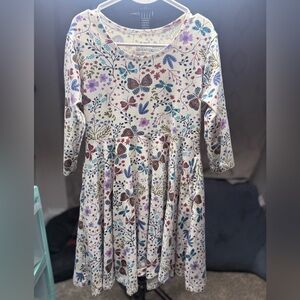 Cactus/Butterfly Kids' Floral Print Dress -Kids organic cotton 3/4 sleeved dress